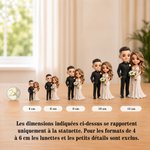 Figurine de couple personnalisée avec photo et texte - Cadeau commémoratif de mariage anniversaire pour les couples