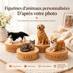 Figurine 3D en résine décorative personnalisée avec photo d'animal et nom gravé sur le socle - Cadeau pour les propriétaires d'animaux de compagnie