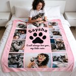 Personalized Paw Print Pet Theme Photo Soft Throw Blanket with Name Text and Year Room Decor Memorial Birthday Anniversary Gift for Pet Lovers