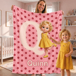 Personalised Cartoon Kid Photo Polka Dot Style Soft Throw Blanket with Name Home Decor Birthday Gift for Boys Girls