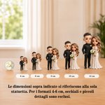 Statuetta 3D da foto personalizzata con testo, due persone, decor per casa, topping per torte - Regalo di anniversario e matrimonio per coppie e sposi