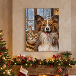 Personalised Christmas Tree Snow Pet Photo Framed Canvas Print with Name Home Decor Ship from USA Christmas Gift for Pet Owner