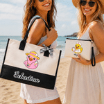 Personalized Cute Yellow Duck Large Capacity Tote Bag Portable Makeup Bag with Name Birthday Anniversary Gift for Girlfriend Sister Girl