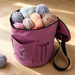 Personalized Retro Birth Flower Oxford Large Cylindrical Yarn Storage Bag with Name Daily Use Birthday Gift for Crochet Lovers Women