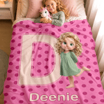 Personalised Cartoon Kid Photo Polka Dot Style Soft Throw Blanket with Name Home Decor Birthday Gift for Boys Girls