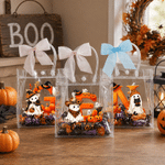 Personalised Halloween Theme Initial Transparent Bag with Name Daily Use Travel Trick or Treat Halloween Gift for Boys Girls