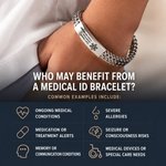 Personalized Men Medical Emergency ID Alert Bracelet with Text Gift for Epilepsy Diabetes Allergy Patients