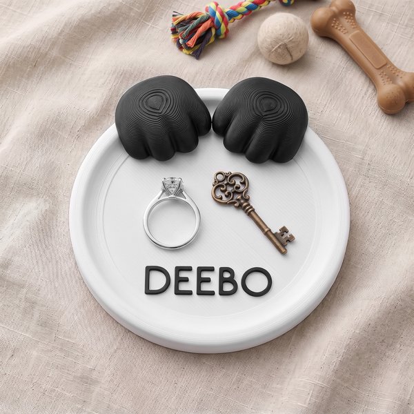Personalized Pet Paw Ring Dish with Name 3D-Printed Cat Dog Paw Jewelry Tray Memorial Keepsake Birthday Gift for Pet Owners Lovers