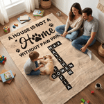 Personalised Home Paw Print Crossword Puzzle Art Soft Throw Blanket with Name Home Decor Birthday Gift for Pet Owners Lovers