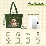 Personalised Birth Flower Paw Print 1-2 Pet Photo Corduroy Tote Bag with Name Daily Use Birthday Gift for Pet Lovers