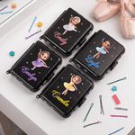 Personalized Cartoon Ballet Girl Photo Design Hair Pin Storage Case with Name Birthday Dance Competition Team Gift for Ballerina Ballet Lover