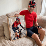Personalised Oil Painting Style Cyclist Photo Canvas Prints with Name Modern Living Room Decor Birthday Gift for Cycling Lovers
