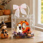 Personalised Halloween Theme Initial Transparent Bag with Name Daily Use Travel Trick or Treat Halloween Gift for Boys Girls