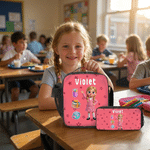 Personalized 3D-Style Character Artwork Photo Backpack Lunch Bag Pencil Case Set with Name Back to School Birthday Gift for Kids Students