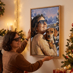 Personalised Christmas Tree Snow Pet Photo Framed Canvas Print with Name Home Decor Ship from USA Christmas Gift for Pet Owner
