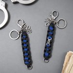 Personalized Thin Blue Line Woven Strap Police Keychain with Text Charm Retirement Academy Graduation Gift for Officer