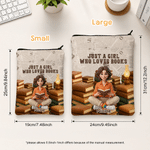 Personalized 3D-Effect Artwork Cartoon Reading Character Photo Book Sleeve Cover with Name Text and Front Pocket Birthday Gift for Women Book Lovers
