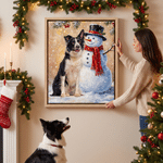 Personalised Christmas Tree Snow Pet Photo Framed Canvas Print with Name Home Decor Ship from USA Christmas Gift for Pet Owner