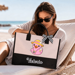 Personalized Cute Yellow Duck Large Capacity Tote Bag Portable Makeup Bag with Name Birthday Anniversary Gift for Girlfriend Sister Girl