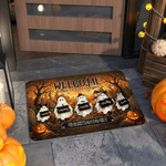 Personalized Ghost Family Pumpkin Pattern Anti‑Slip Doormat with 1-6 Names Home Decor Halloween Gift for Family Member