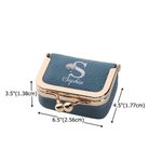 Personalised Pearl Effect Initial Birth Flower Portable PU Leather Mini Jewellery Case with Kiss Lock and Name Daily Use Birthday Gift for Women