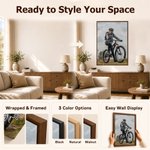 Personalised Oil Painting Style Cyclist Photo Canvas Prints with Name Modern Living Room Decor Birthday Gift for Cycling Lovers