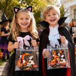 Personalised Halloween Theme Initial Transparent Bag with Name Daily Use Travel Trick or Treat Halloween Gift for Boys Girls