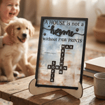 Personalized Cute Paw Print Crossword Puzzle Art Wooden Plaque with Name Home Decor Birthday Gift for Pet Owners Lovers