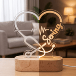 Personalisiertes Stethoskop – herzförmiges LED-Nachtlicht aus Acryl mit Holzsockel und Namensgravur – Wohnaccessoire und Geburtstagsgeschenk für medizinisches Personal