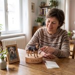 Statuetta 3D personalizzata con foto dell'animale domestico e nome, ornamento commemorativo o decor per casa - Regalo per amanti di animali