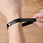Custom Medical Emergency ID Alert Stretch Bracelet for Men | with Engraved Text, Gift for Epilepsy Diabetes Allergy Patient