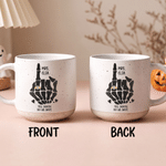 Personalised Couple Skeleton Rings Pattern Ceramic Coffee Mug with Surname and Text Daily Use Birthday Halloween Gift for Halloween Lover  Couple