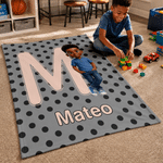 Personalised Cartoon Kid Photo Polka Dot Style Soft Throw Blanket with Name Home Decor Birthday Gift for Boys Girls