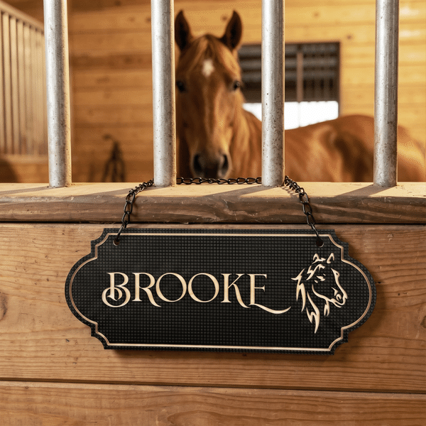 Personalised Antique-Style Frame Horse Silhouette Design Horse Stall Sign with Engraved Name New Horse Arrival Housewarming Gift for Horse Lover