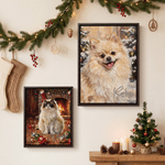 Personalised Christmas Tree Snow Pet Photo Framed Canvas Print with Name Home Decor Ship from USA Christmas Gift for Pet Owner