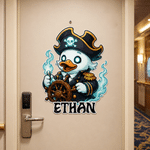 Personalised Cartoon Halloween Cruise Rubber Duck Fridge Magnet with Name Stateroom Decor Halloween Party Gift for Family Friends Travel Lovers