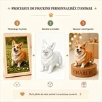 Figurine 3D en résine décorative personnalisée avec photo d'animal et nom gravé sur le socle - Cadeau pour les propriétaires d'animaux de compagnie