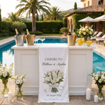 Personalized Wedding Bouquet Table Runner with Name and Date Wedding Party Anniversary Gift for Newlyweds