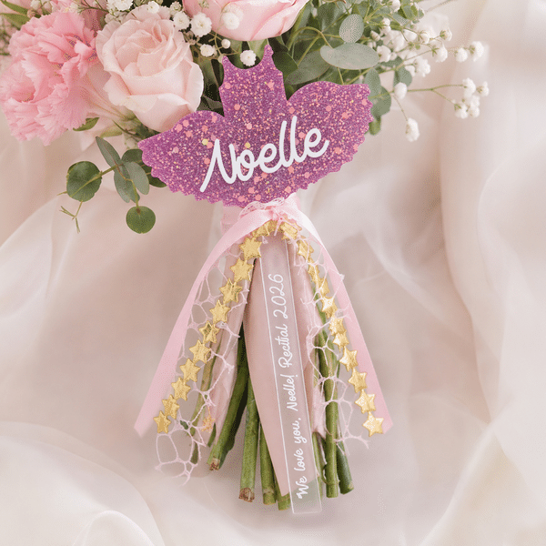 Personalized Ballet Skirt Star Dance Competition Acrylic Wand with Name and Text Flower Decor Dance Recital Gift for Dancer