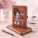 Personalized Cute Cartoon Girl Sassy Quote PU Leather Notebook with Name Back to School Season Birthday Gift for Besties Friends