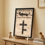 Personalized Cute Paw Print Crossword Puzzle Art Wooden Plaque with Name Home Decor Birthday Gift for Pet Owners Lovers
