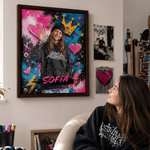 Spersonalizowane wydruki na płótnie z fotografii w stylu graffiti, wykonane techniką malarstwa olejnego – dekoracje wnętrz. Wysyłka z USA. Prezent na parapetówkę lub urodziny dla rodziny i przyjaciół