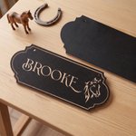 Personalised Antique-Style Frame Horse Silhouette Design Horse Stall Sign with Engraved Name New Horse Arrival Housewarming Gift for Horse Lover