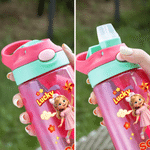 Personalised Lucky 3D-Style Artwork Cartoon Character Photo 16 oz Water Bottle with Name and Straw Daily Use Birthday Back to School Gift for Kids
