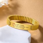 Custom Medical Emergency ID Alert Stretch Bracelet for Men | with Engraved Text, Gift for Epilepsy Diabetes Allergy Patient