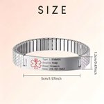 Custom Medical Emergency ID Alert Stretch Bracelet for Men | with Engraved Text, Gift for Epilepsy Diabetes Allergy Patient