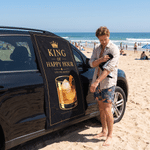 Personalized Queen King of Happy Hour Couple Quick‑Dry Magnetic Beach Towel with Name  Anniversary Valentine's Day Gift for Lovers