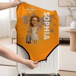 Personalized 3D-Style Artwork Luggage Cover Fits 18-32 Inches Suitcase with Name Travel Business Trip Birthday Gift for Traveller Family Friends