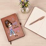 Personalized Cute Cartoon Girl Sassy Quote PU Leather Notebook with Name Back to School Season Birthday Gift for Besties Friends
