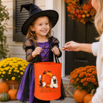 Personalized Cute Pumpkin Ghost LED Light Bucket Bag with Name and Initial Trick or Treat Halloween Party Birthday Gift for Kid Boy Girl